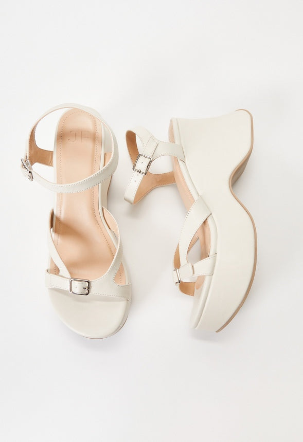 Ninette Platform Wedge Sandal Birch White