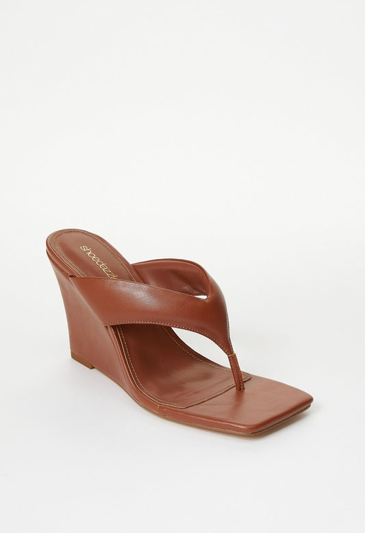 Elodie Wedge Sandal Leather Brown
