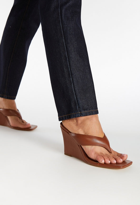 Elodie Wedge Sandal Leather Brown