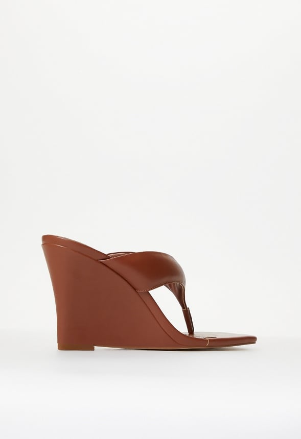 Elodie Wedge Sandal Leather Brown