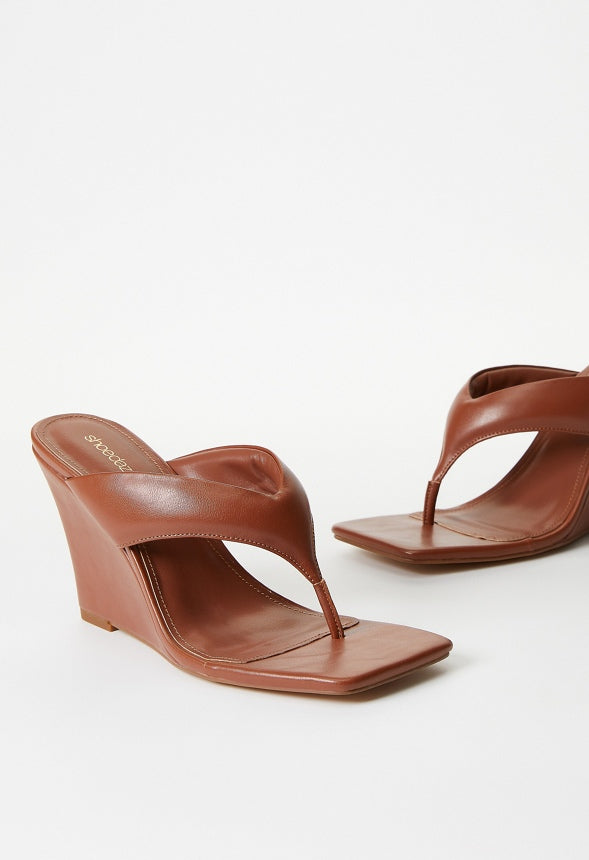 Elodie Wedge Sandal Leather Brown