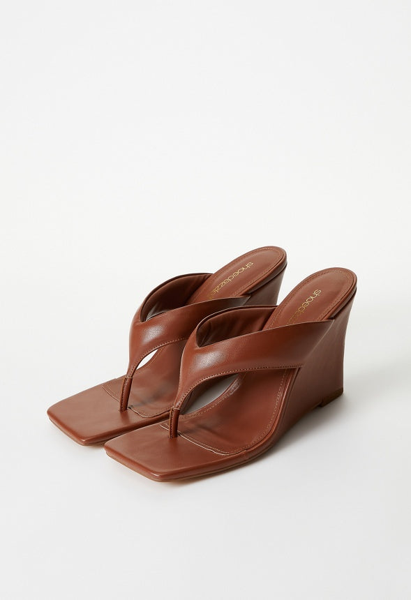 Elodie Wedge Sandal Leather Brown