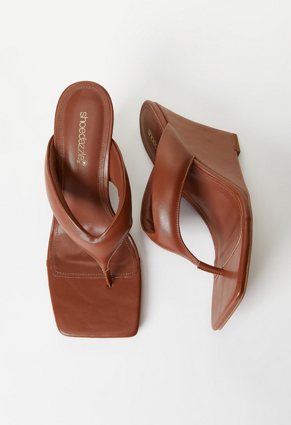 Elodie Wedge Sandal Leather Brown