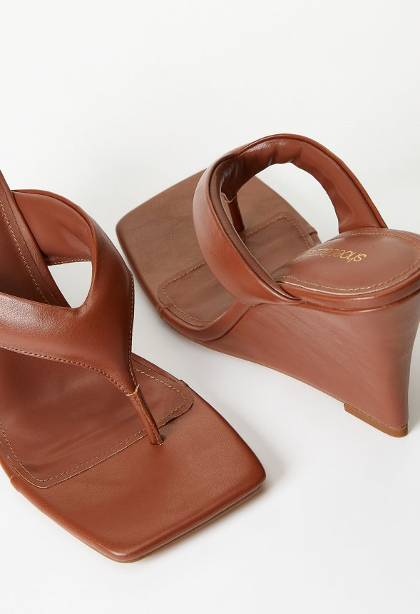 Elodie Wedge Sandal Leather Brown
