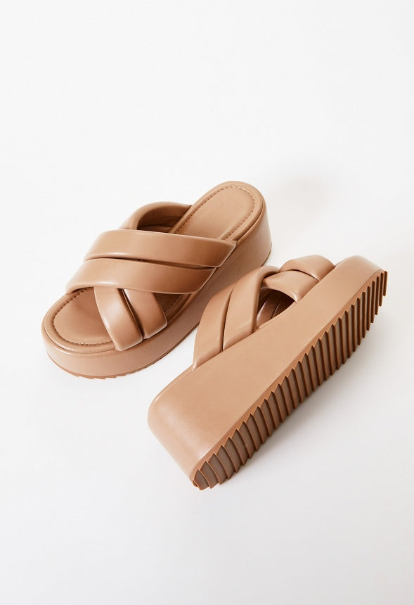 Meline Platform Wedge Sandal Taupe