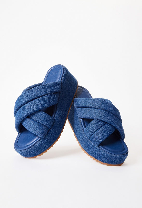 Meline Platform Wedge Sandal Dark Denim