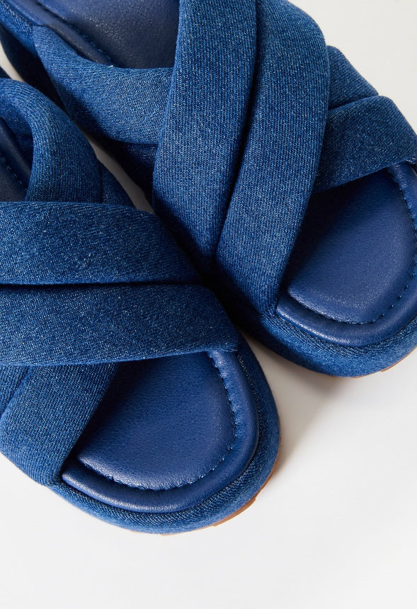 Meline Platform Wedge Sandal Dark Denim