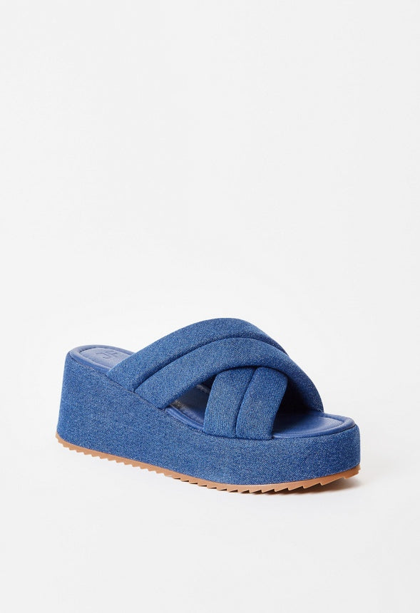 Meline Platform Wedge Sandal Dark Denim