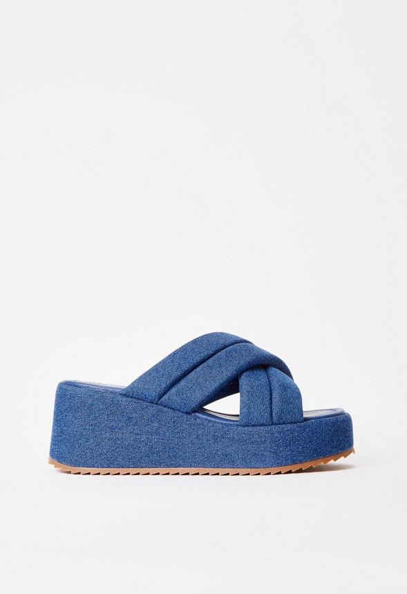 Meline Platform Wedge Sandal Dark Denim