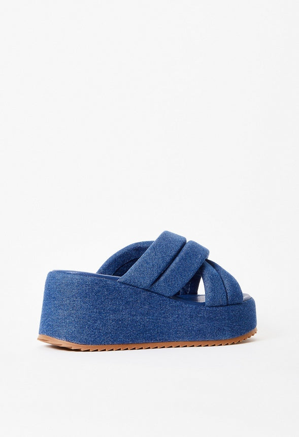 Meline Platform Wedge Sandal Dark Denim