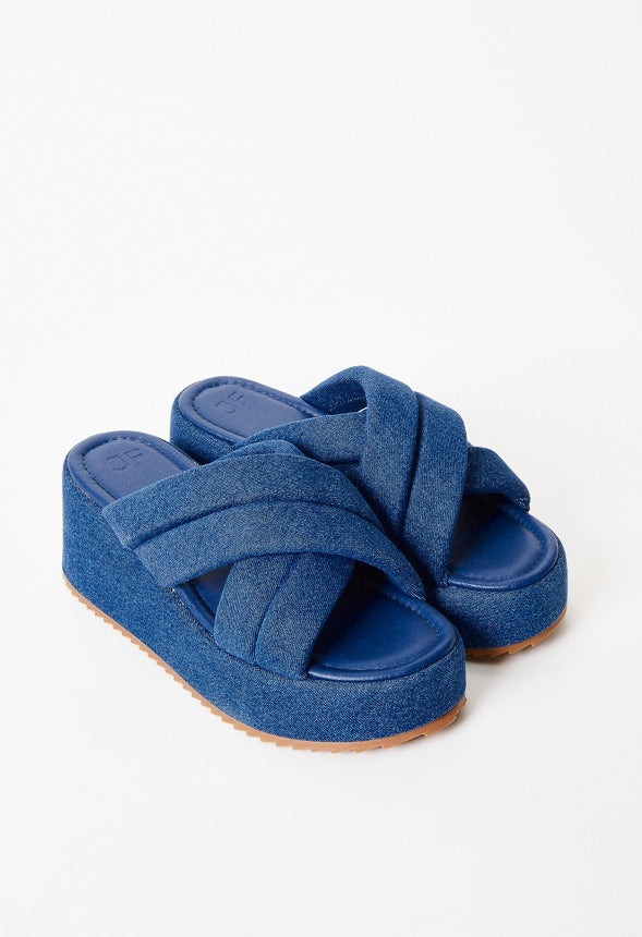 Meline Platform Wedge Sandal Dark Denim