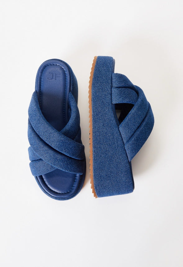 Meline Platform Wedge Sandal Dark Denim