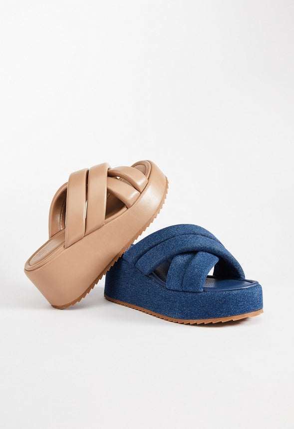 Meline Platform Wedge Sandal Dark Denim