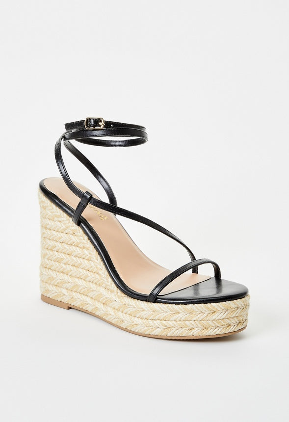 Aisha Platform Espadrille Wedge Sandal Black