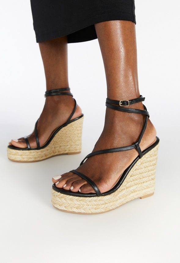 Aisha Platform Espadrille Wedge Sandal Black