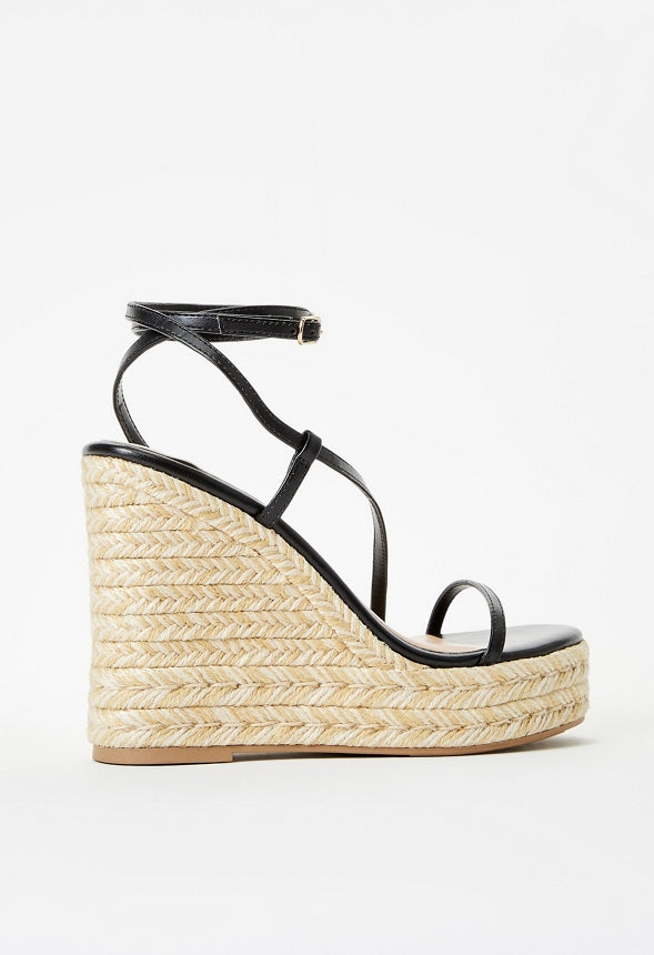 Aisha Platform Espadrille Wedge Sandal Black