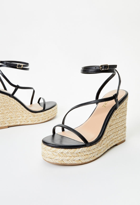 Aisha Platform Espadrille Wedge Sandal Black