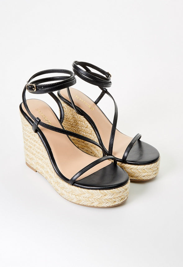 Aisha Platform Espadrille Wedge Sandal Black