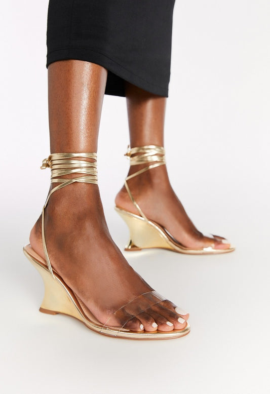 Avyanna Wedge Sandal Clear/ Gold