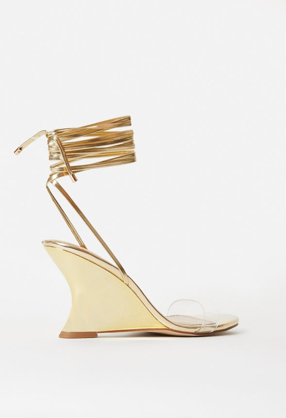 Avyanna Wedge Sandal Clear/ Gold