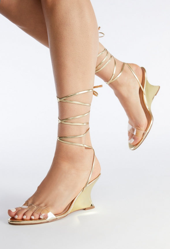 Avyanna Wedge Sandal Clear/ Gold