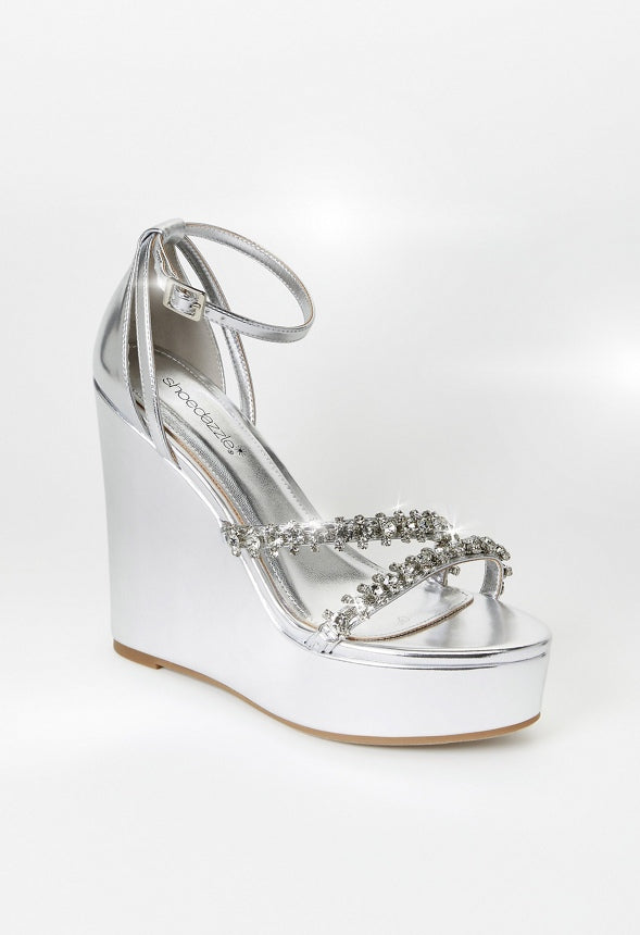 Rebecca Platform Wedge Sandal Silver