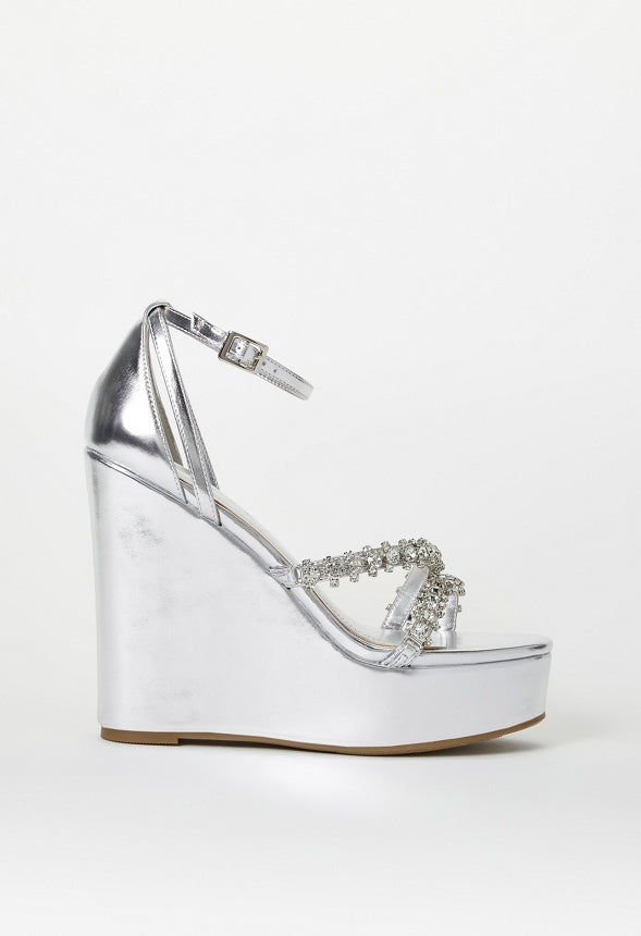 Rebecca Platform Wedge Sandal Silver