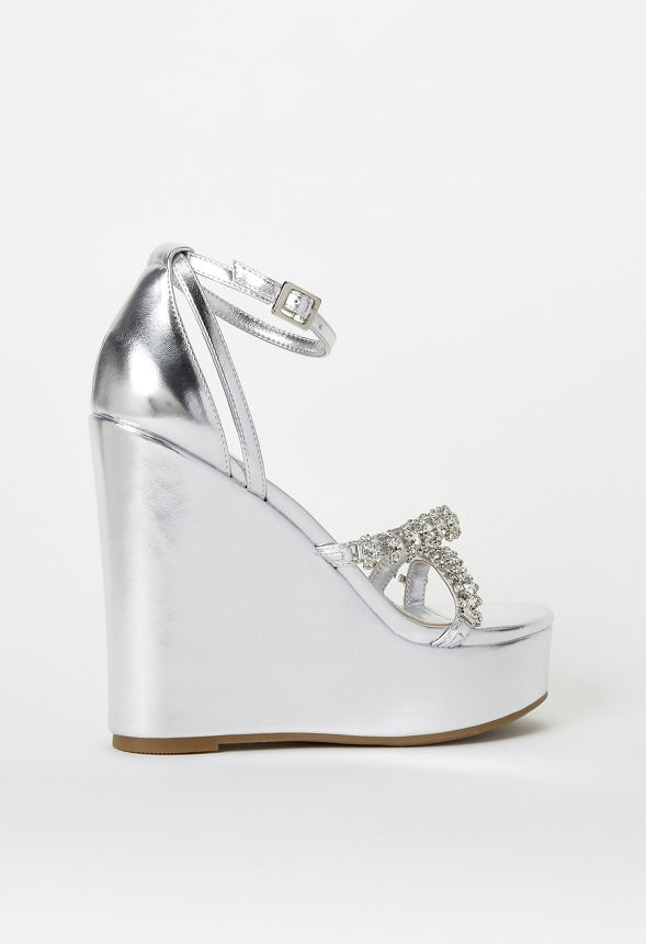 Rebecca Platform Wedge Sandal Silver