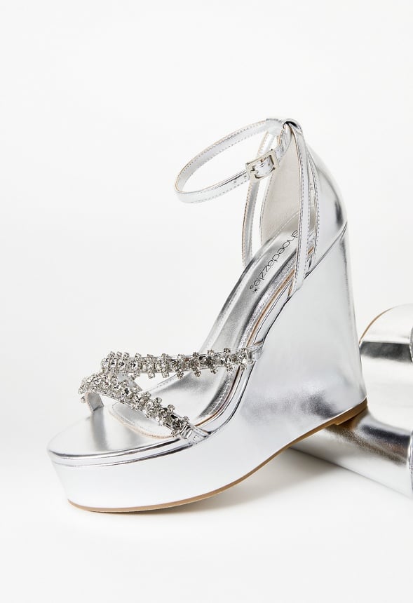Rebecca Platform Wedge Sandal Silver