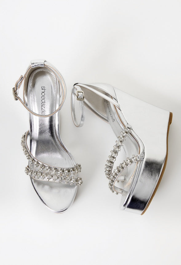 Rebecca Platform Wedge Sandal Silver