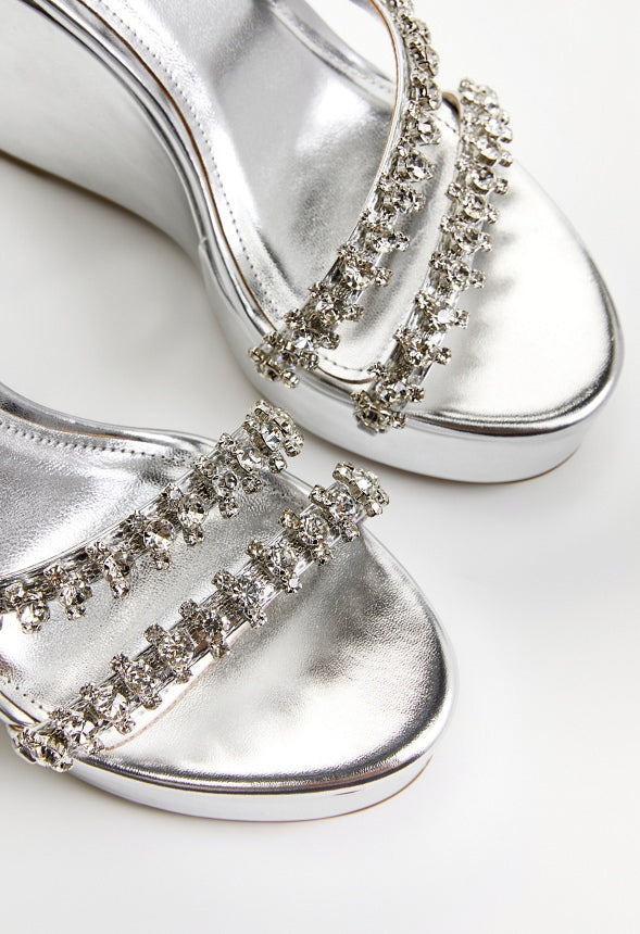 Rebecca Platform Wedge Sandal Silver