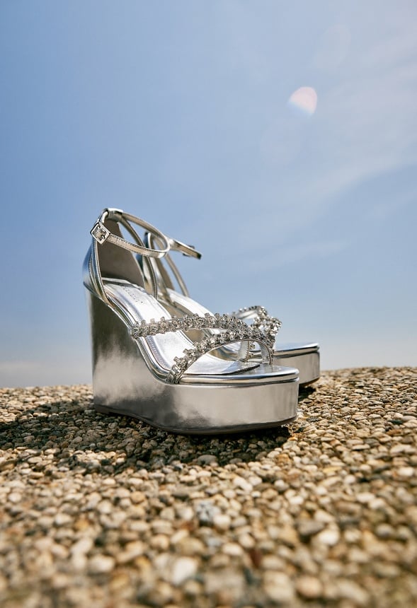 Rebecca Platform Wedge Sandal Silver