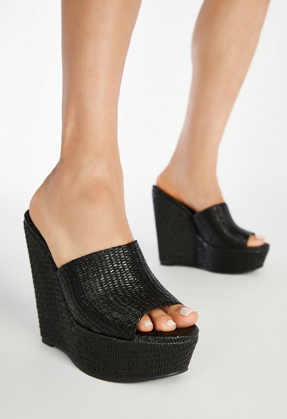 Alayna Platform Espadrille Wedge Sandal Black