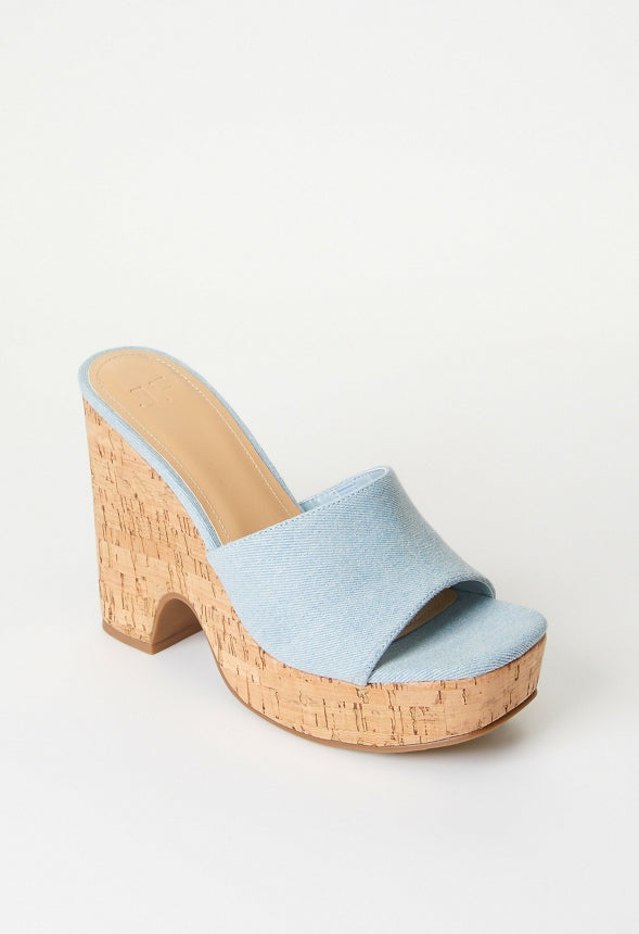Kara Wedge Sandal Light Denim