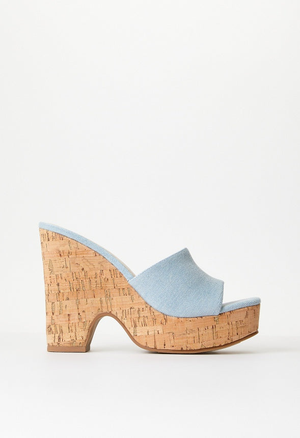 Kara Wedge Sandal Light Denim