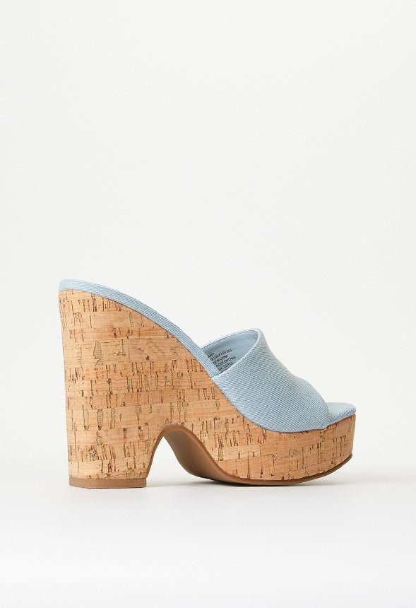 Kara Wedge Sandal Light Denim