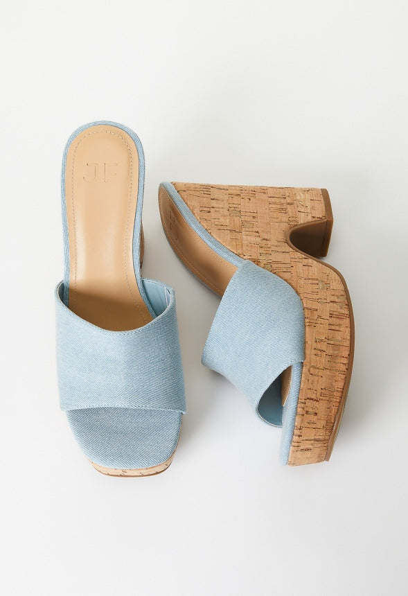 Kara Wedge Sandal Light Denim