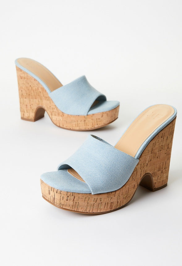 Kara Wedge Sandal Light Denim