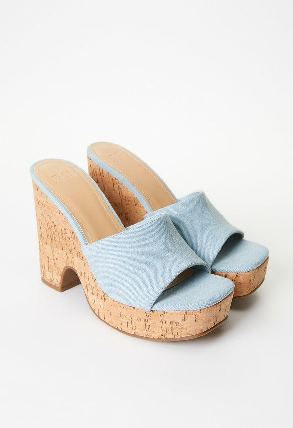 Kara Wedge Sandal Light Denim