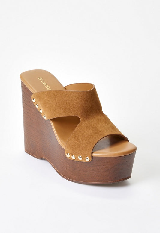 Donna Platform Wedge Sandal Light Camel