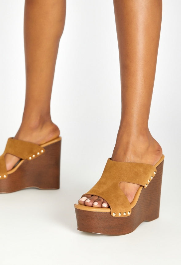 Donna Platform Wedge Sandal Light Camel