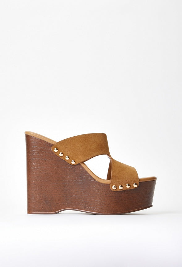 Donna Platform Wedge Sandal Light Camel