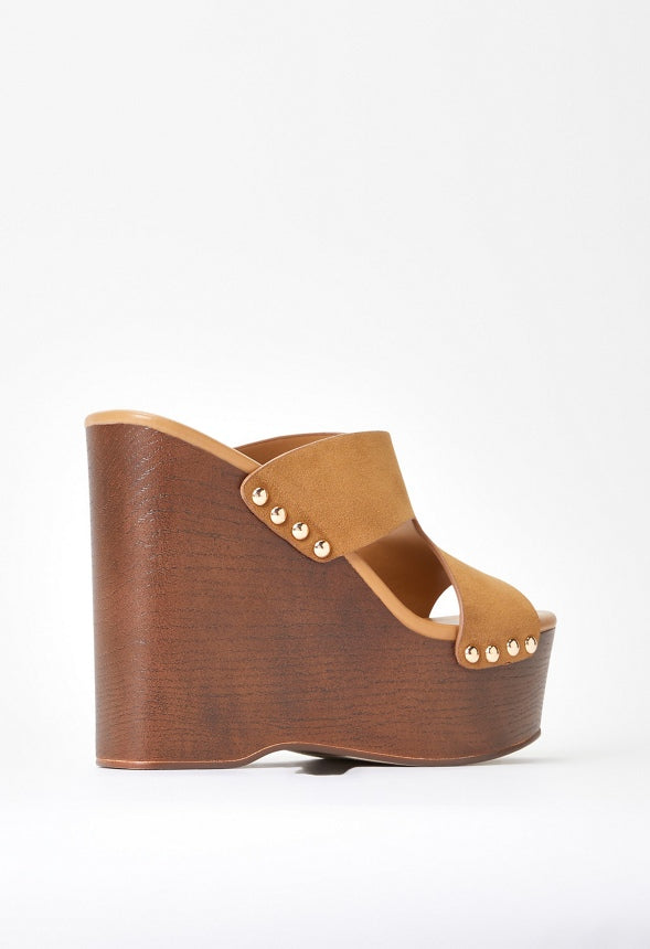Donna Platform Wedge Sandal Light Camel