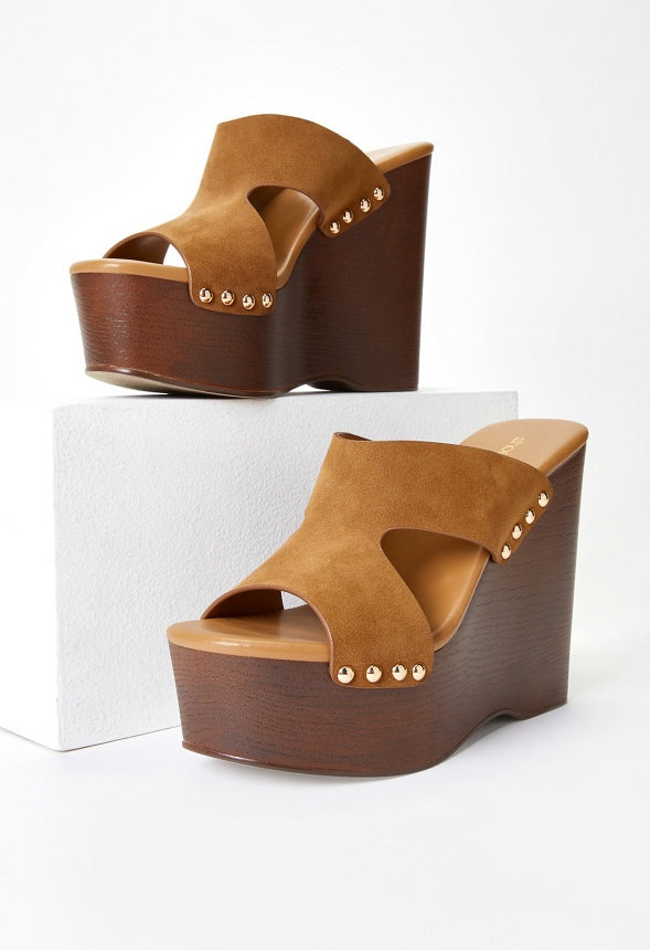 Donna Platform Wedge Sandal Light Camel