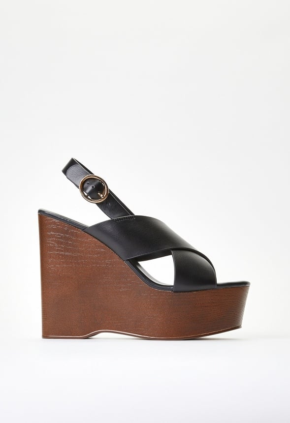 Jackie Platform Wedge Sandal Black