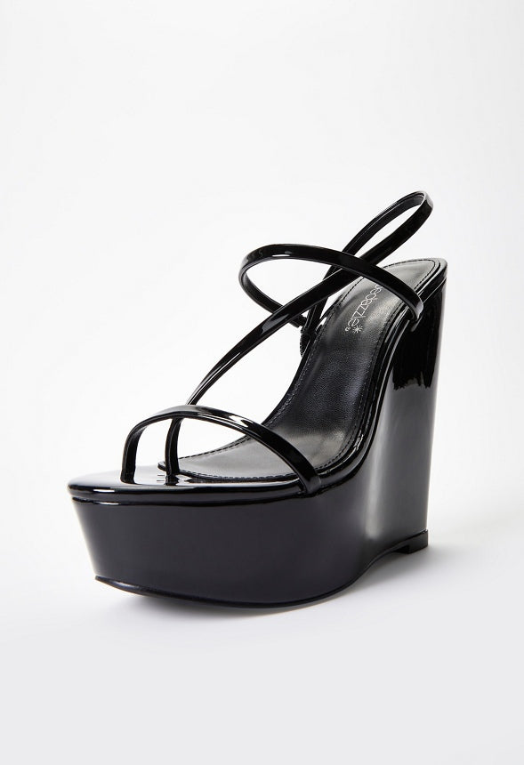 Kendra Platform Wedge Sandal Black