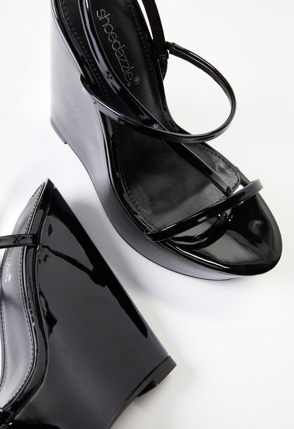Kendra Platform Wedge Sandal Black