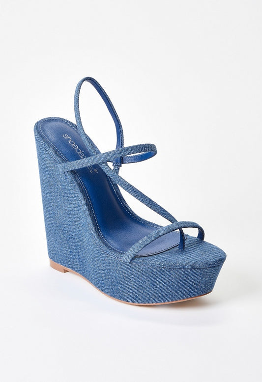 Kendra Platform Wedge Sandal Denim