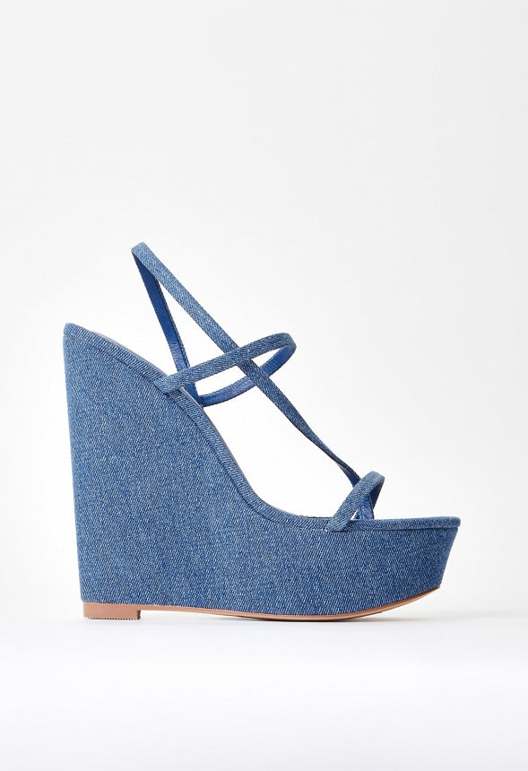 Kendra Platform Wedge Sandal Denim