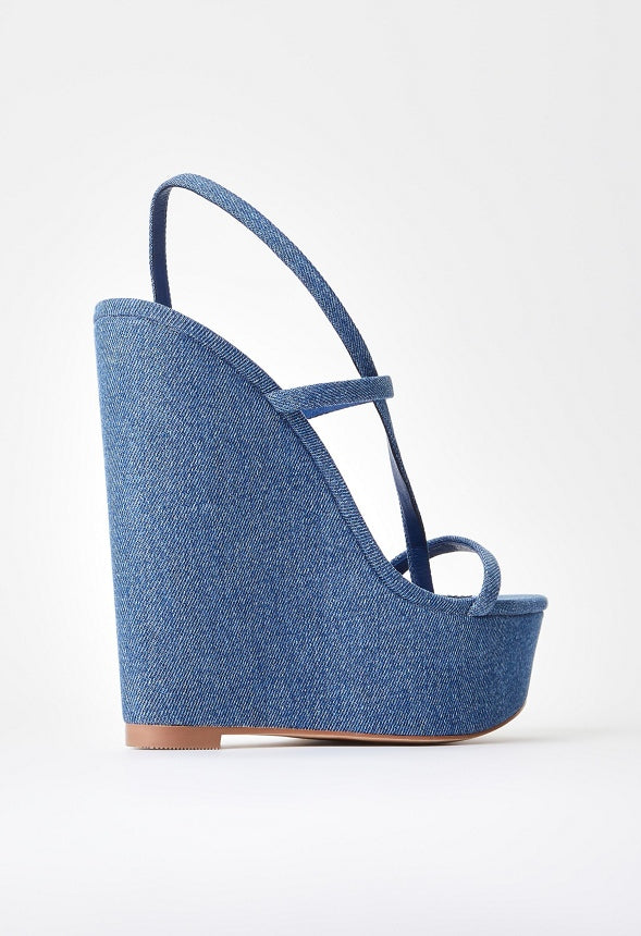 Kendra Platform Wedge Sandal Denim